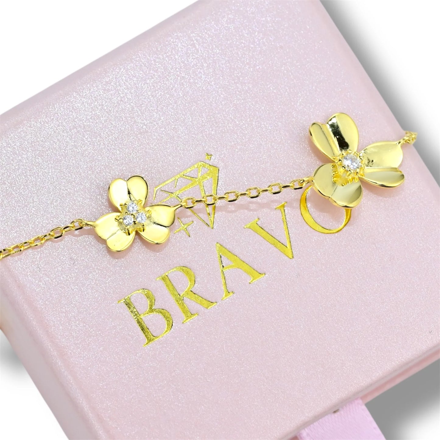 Bracelet Silver 925 Yellow Gold Plated Flowers