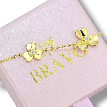 Bracelet Silver 925 Yellow Gold Plated Flowers
