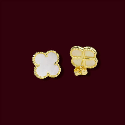Silver 925 Gold Plated Clover Stud Earrings