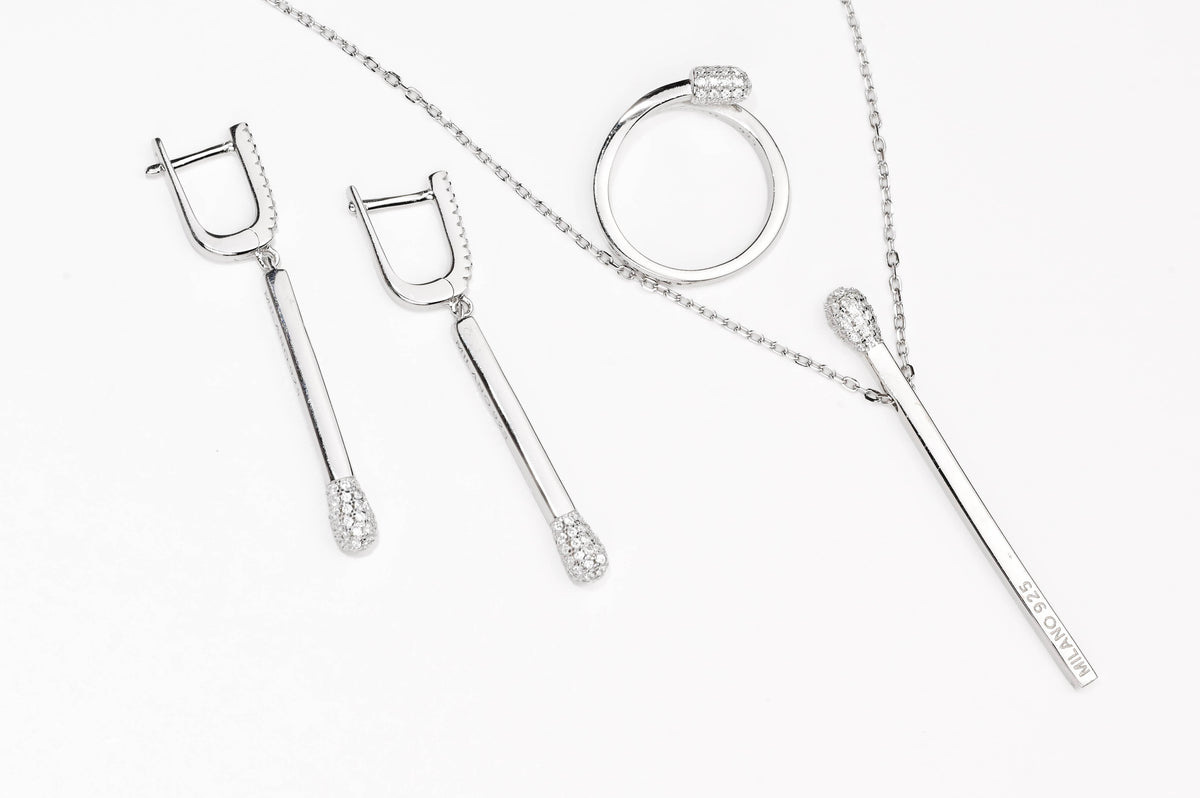 Silver Set Match with Zirconia Stones