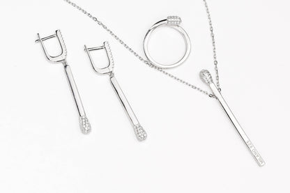 Silver Set Match with Zirconia Stones
