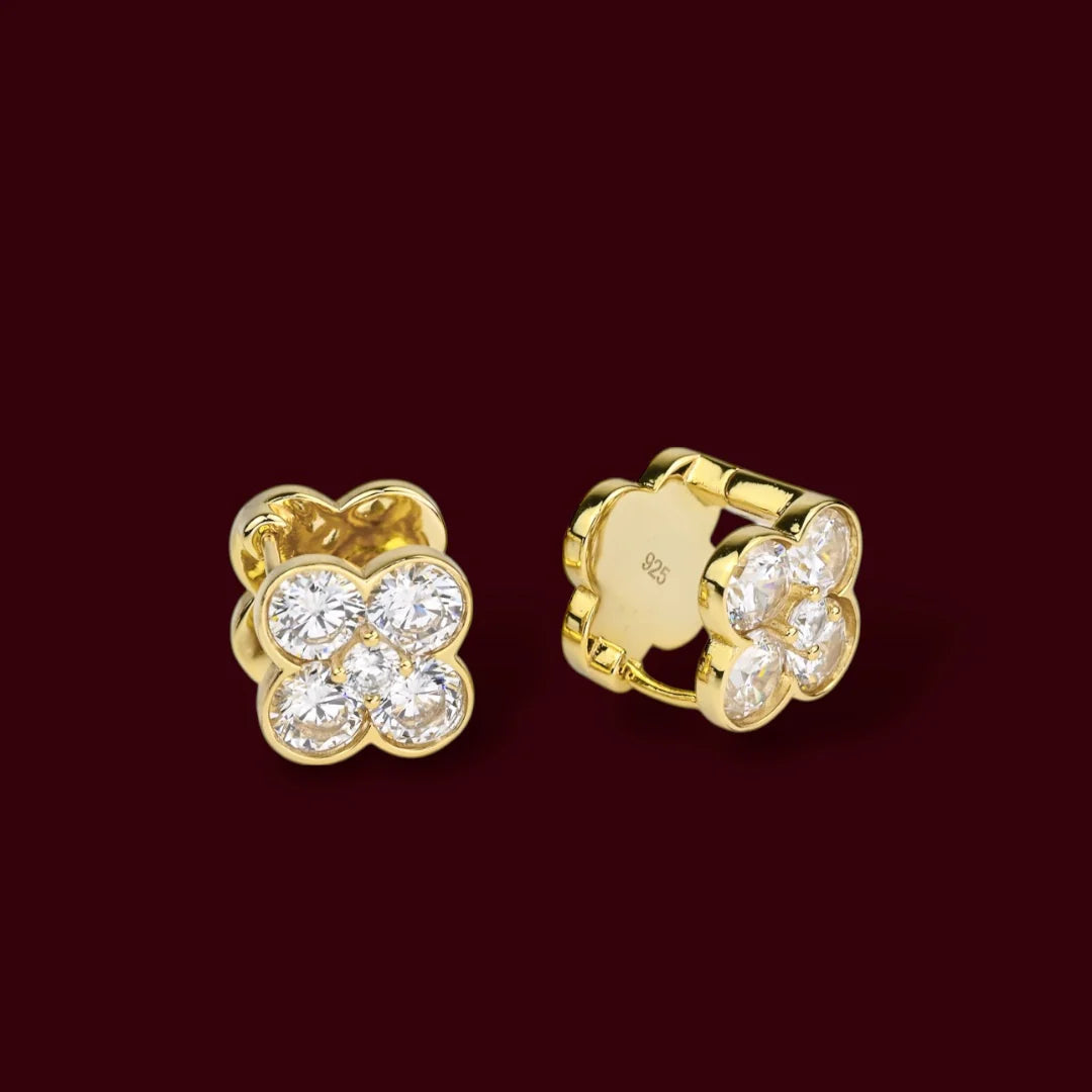 Two-Sided Earrings Silver 925 Gold Plated