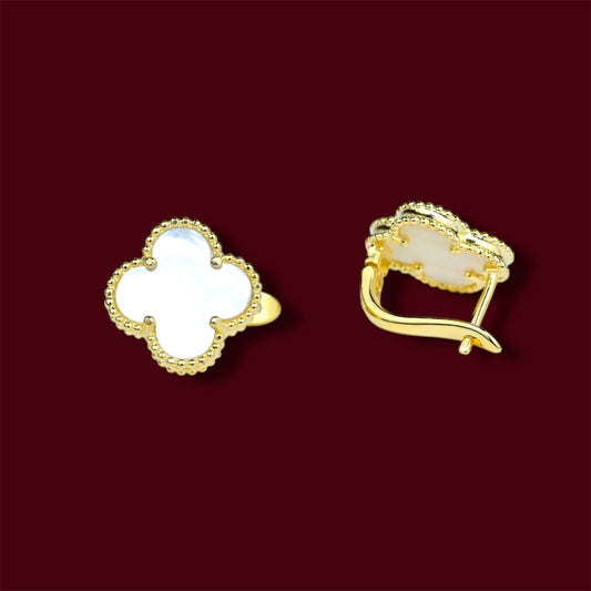Silver 925 Gold Plated Clover Earrings