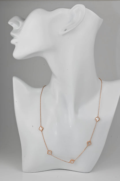 Silver Necklace Clovers Mother of Pearl Gold Plated