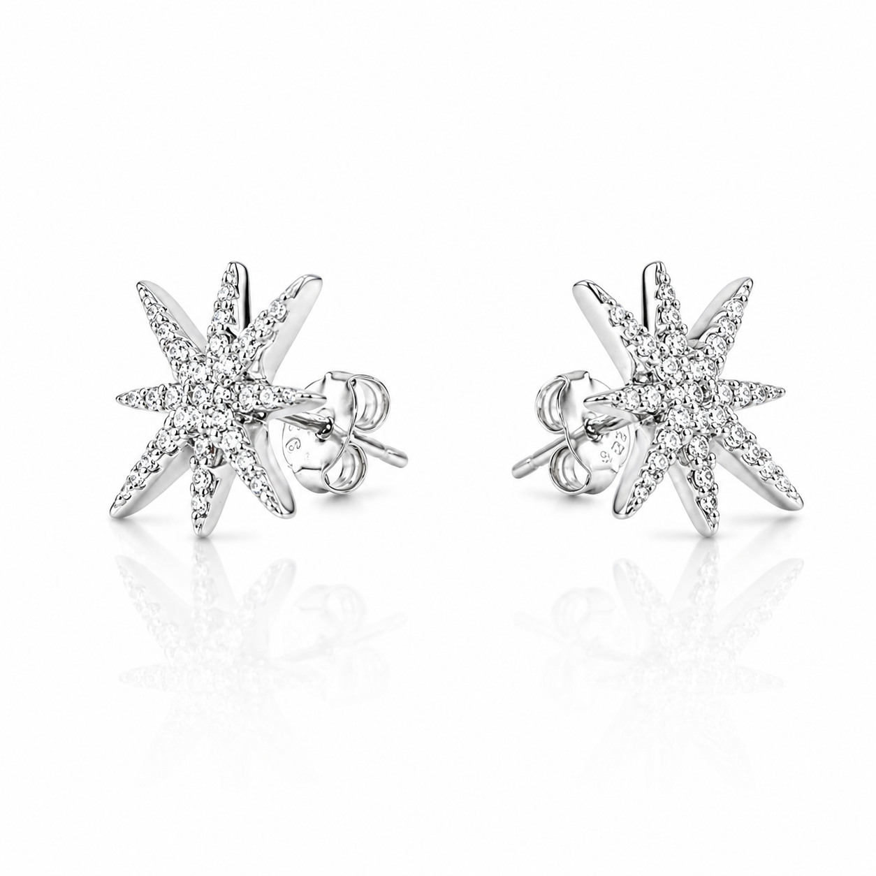 Set Stars Silver 925 with Zirconia stones (Stud Earrings & Ring)