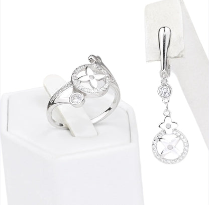 Silver Beauty Set (Earrings, Ring, Pendant)