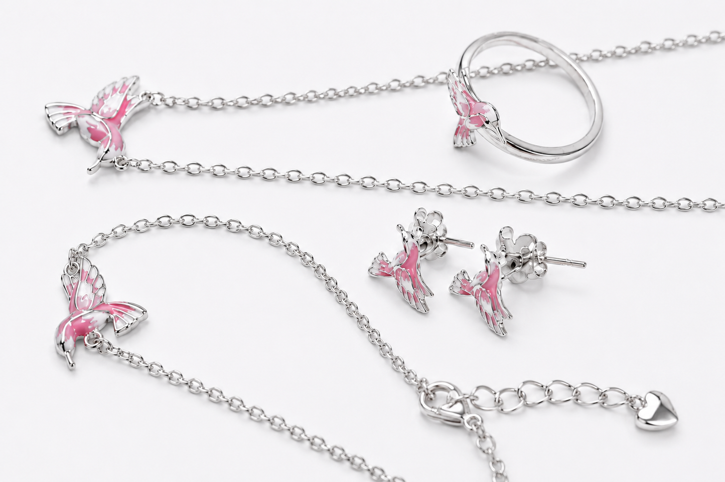 Dainty Hummingbird Jewelry Set