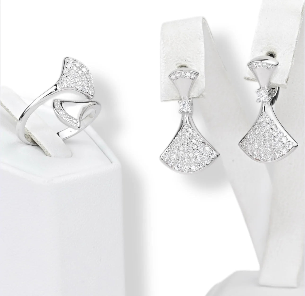 Silver Set with Zirconia stones (Earrings, Ring, Pendant)