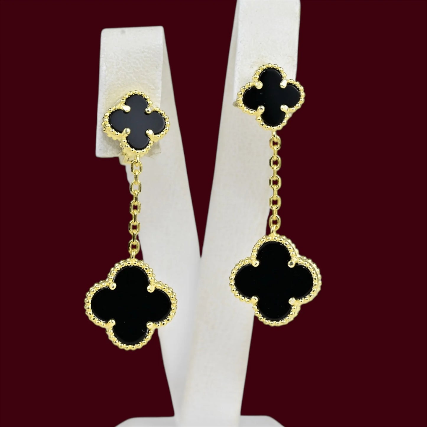 Silver 925 Gold Plated Clover Earrings