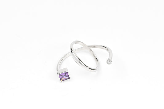 Silver Ring with Purple stone