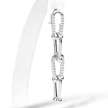 Silver Earrings Chain Studs