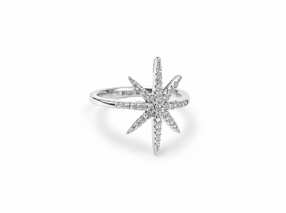 Set Stars Silver 925 with Zirconia stones (Stud Earrings & Ring)