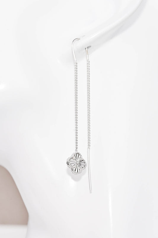 Silver Thread Earrings Clover