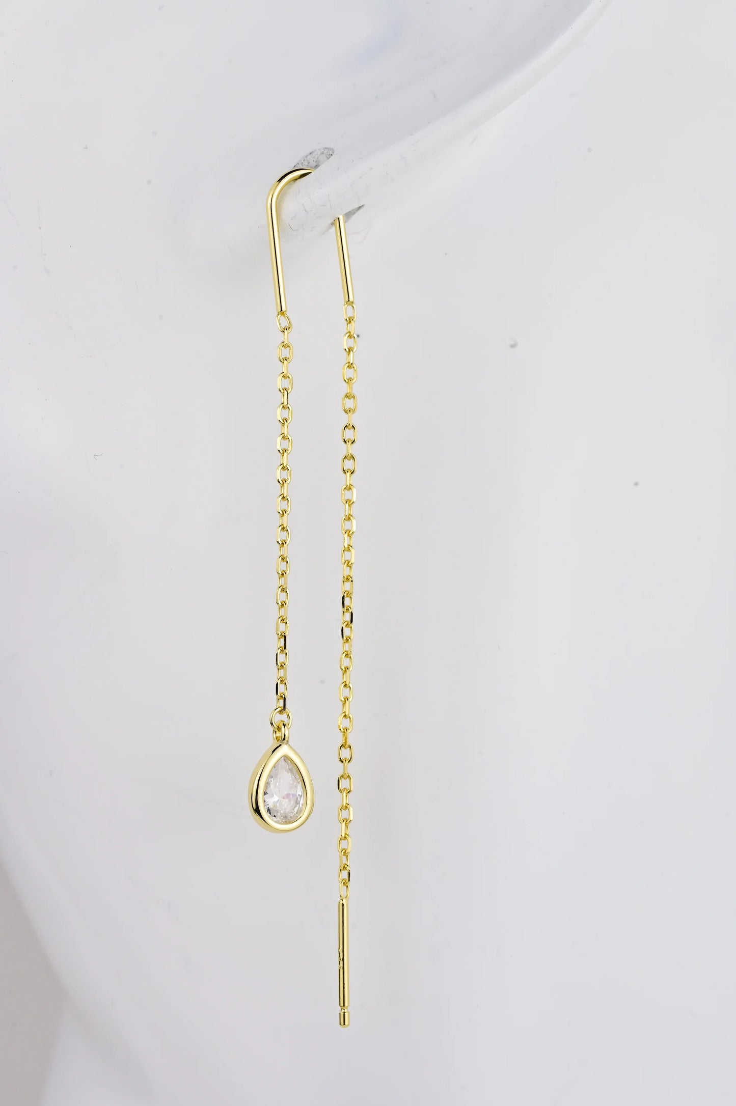 Silver 925 Gold Plated Threads Earrings