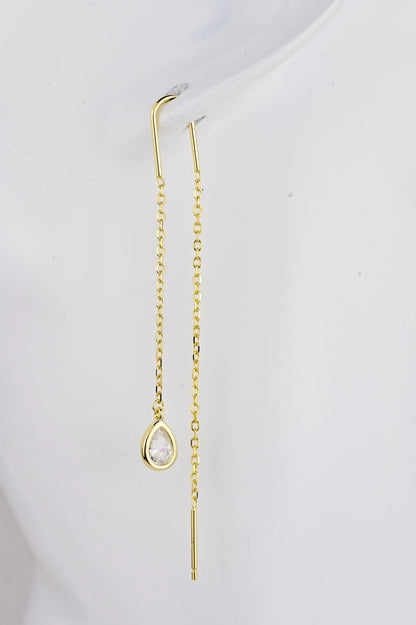 Silver 925 Gold Plated Threads Earrings
