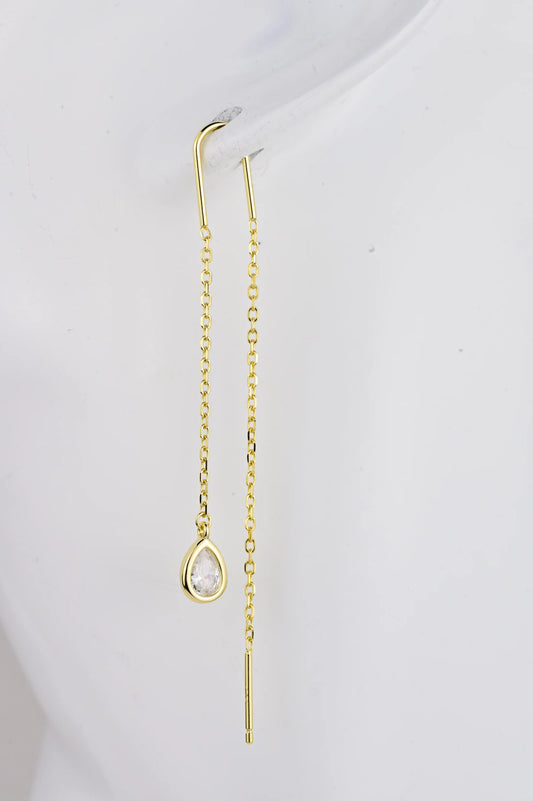 Silver 925 Gold Plated Threads Earrings
