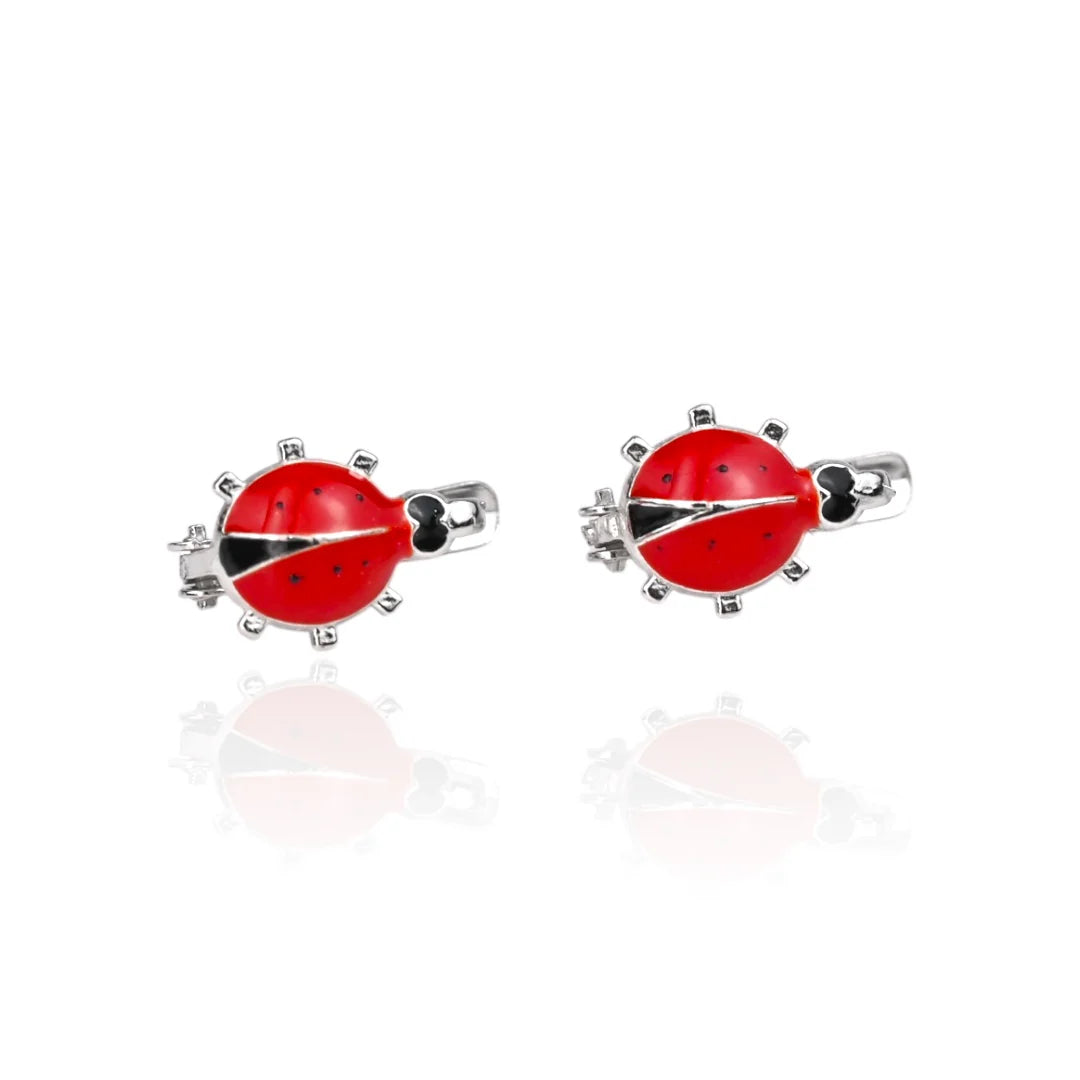 Kids Silver Earrings Ladybug