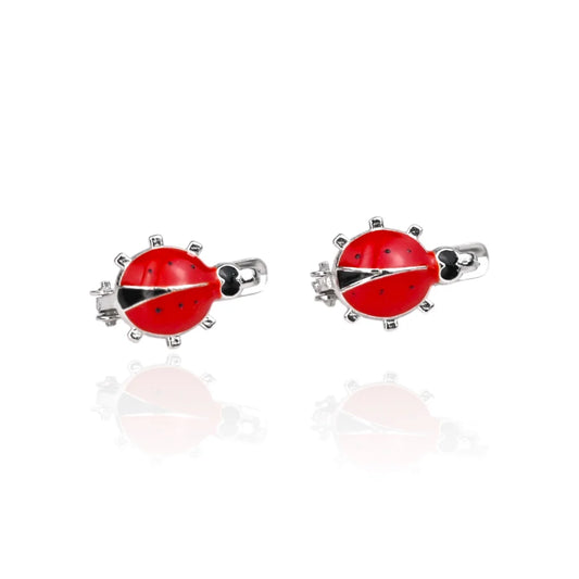 Kids Silver Earrings Ladybug