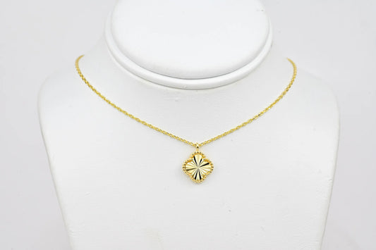 Silver Necklace Clover Yellow Gold Plated