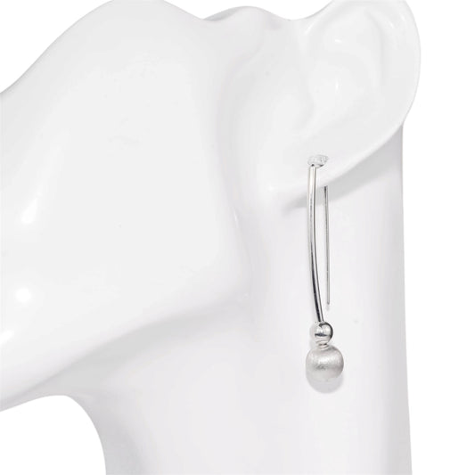 Silver Earrings Textured Sphere