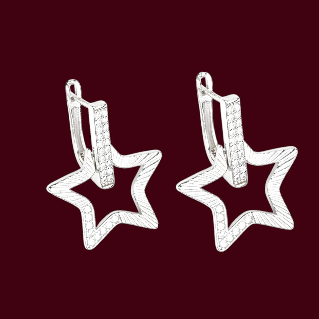 Silver Earrings Stars