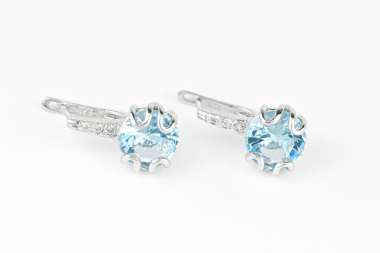 Blue Topaz Silver Earrings