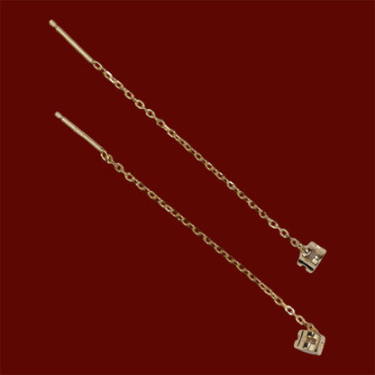 Silver Thread Earrings Hearts Yellow Gold Plated