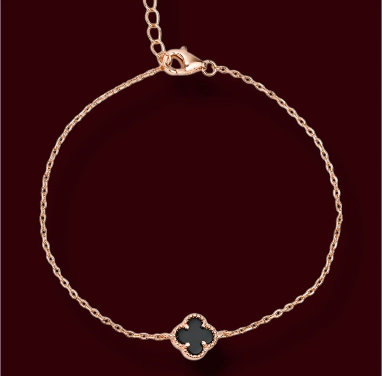 Silver Bracelet clover Rose Gold Plated