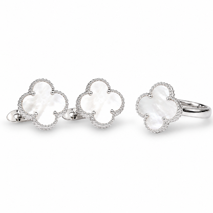 Silver Set Mother of Pearl Clover
