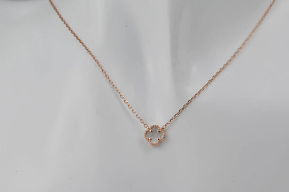 Silver Necklace Clovers Mother of Pearl Gold Plated
