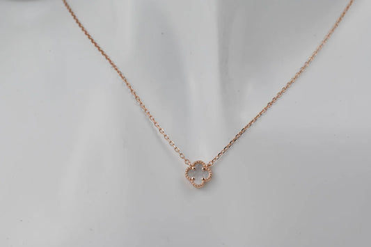 Silver Necklace Clovers Mother of Pearl Gold Plated