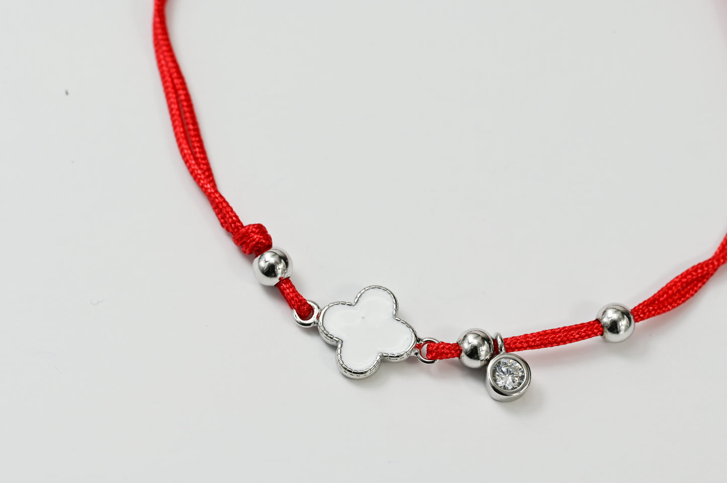 Bracelet Red Thread White clover