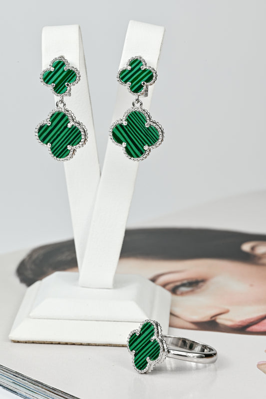 Jewelry Set Malachite (Earrings,Ring)