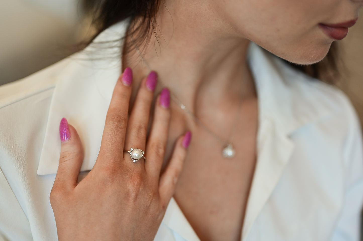 Set Pearls (Necklace,Ring,Earrings)