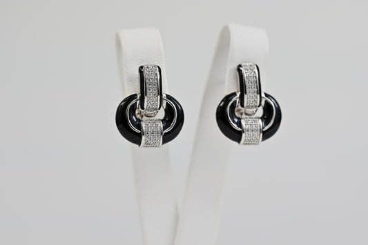 Earrings Black Enamel