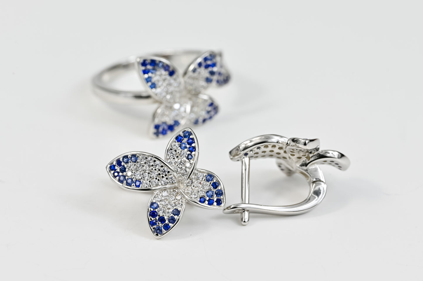 Blue Flowers Jewelry Set (Ring&Earrings)