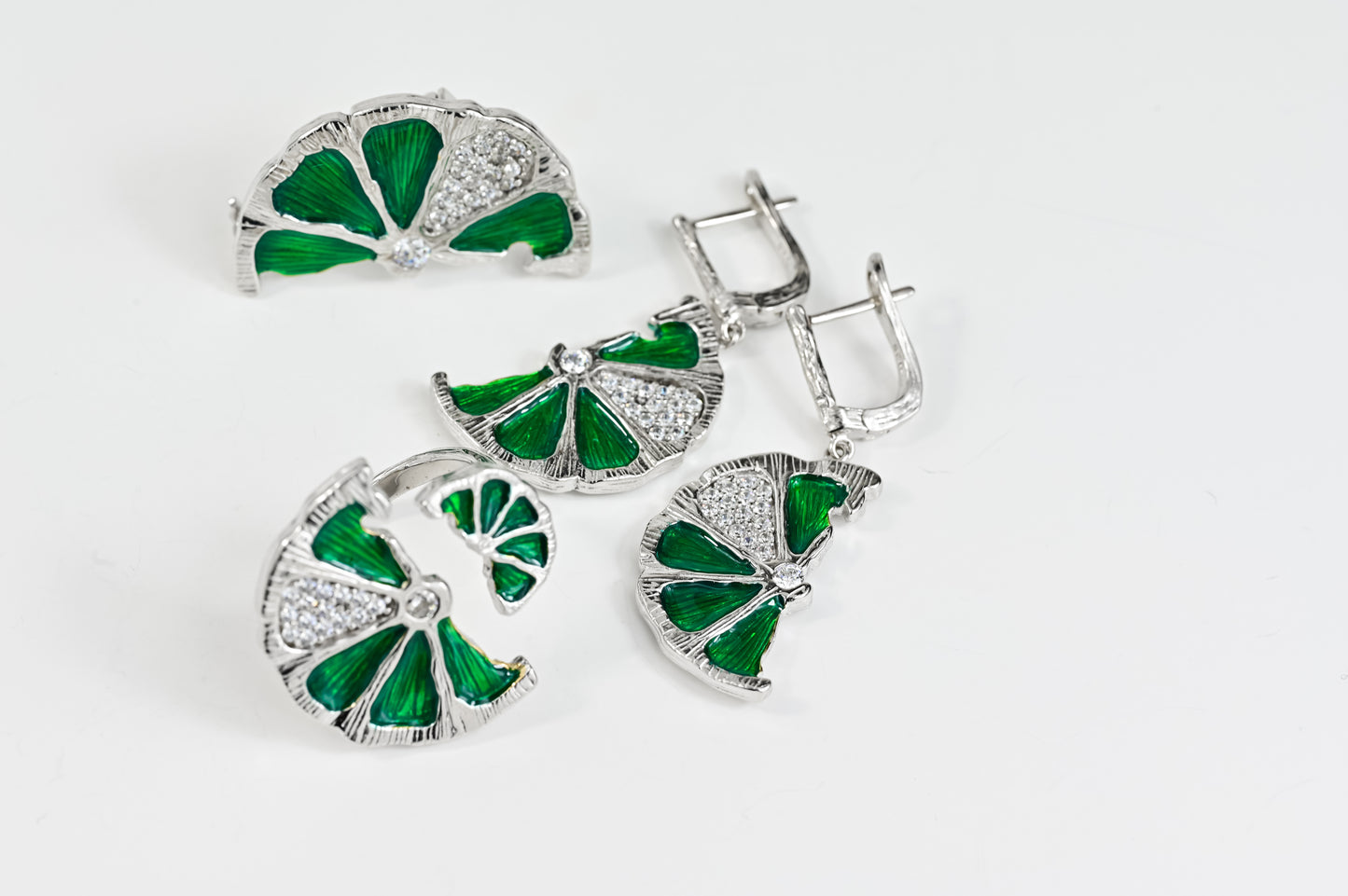 Jewelry Set Lime (Earrings,Ring,Brooch-Pendant)