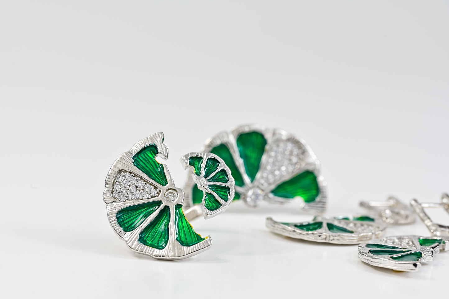 Jewelry Set Lime (Earrings,Ring,Brooch-Pendant)