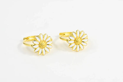 Silver Kids Earrings Yellow Flowers