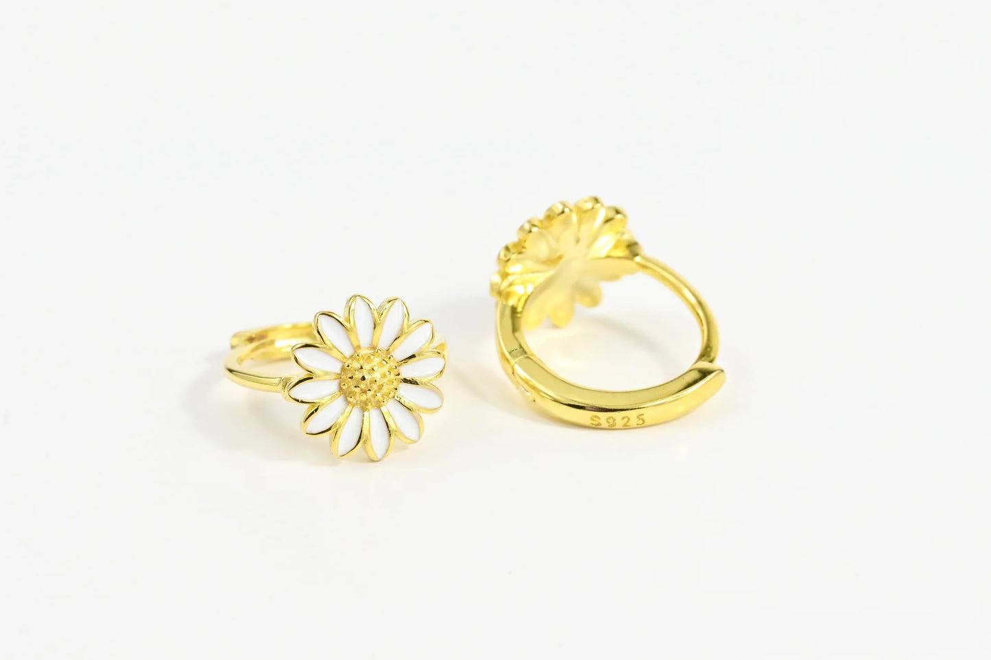Silver Kids Earrings Yellow Flowers