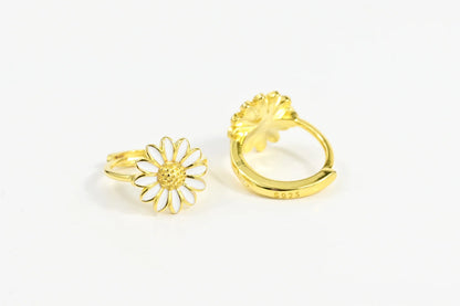 Silver Kids Earrings Yellow Flowers