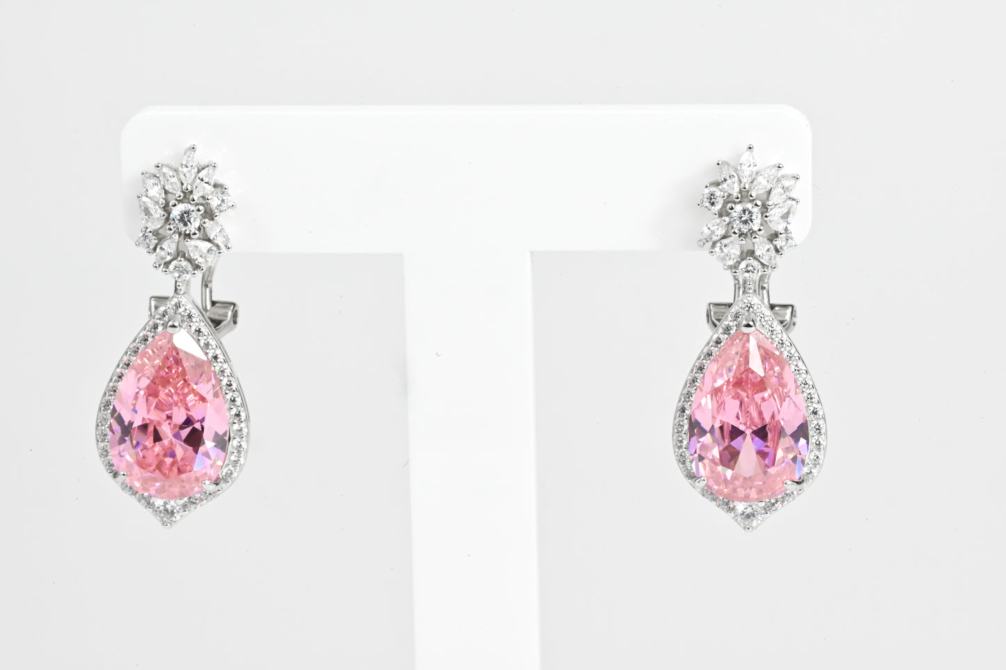 Earrings Pink Zirconia stone