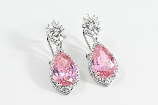 Earrings Pink Zirconia stone