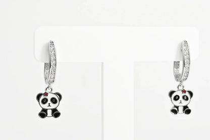 Silver Kids Earrings Panda