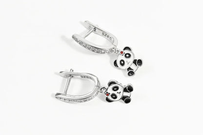 Silver Kids Earrings Panda