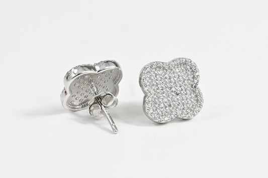 Stud Earrings clover Zirconia stones