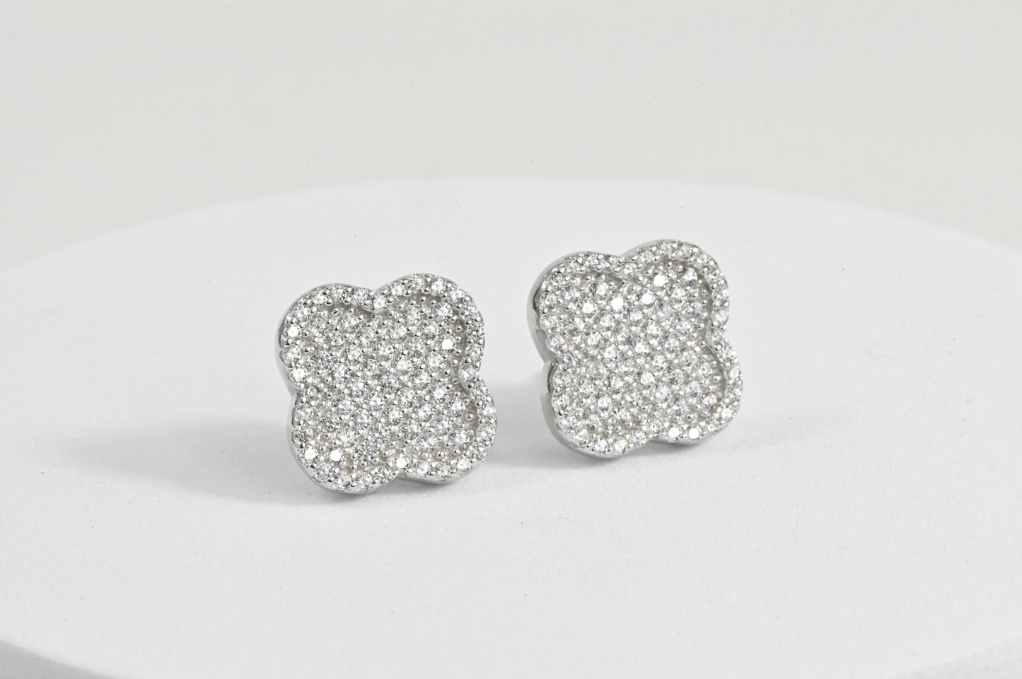 Stud Earrings clover Zirconia stones