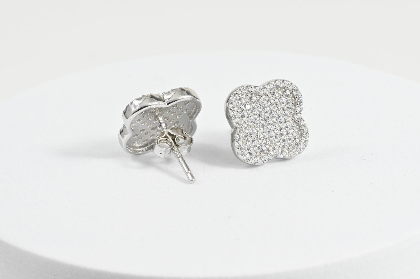 Stud Earrings clover Zirconia stones