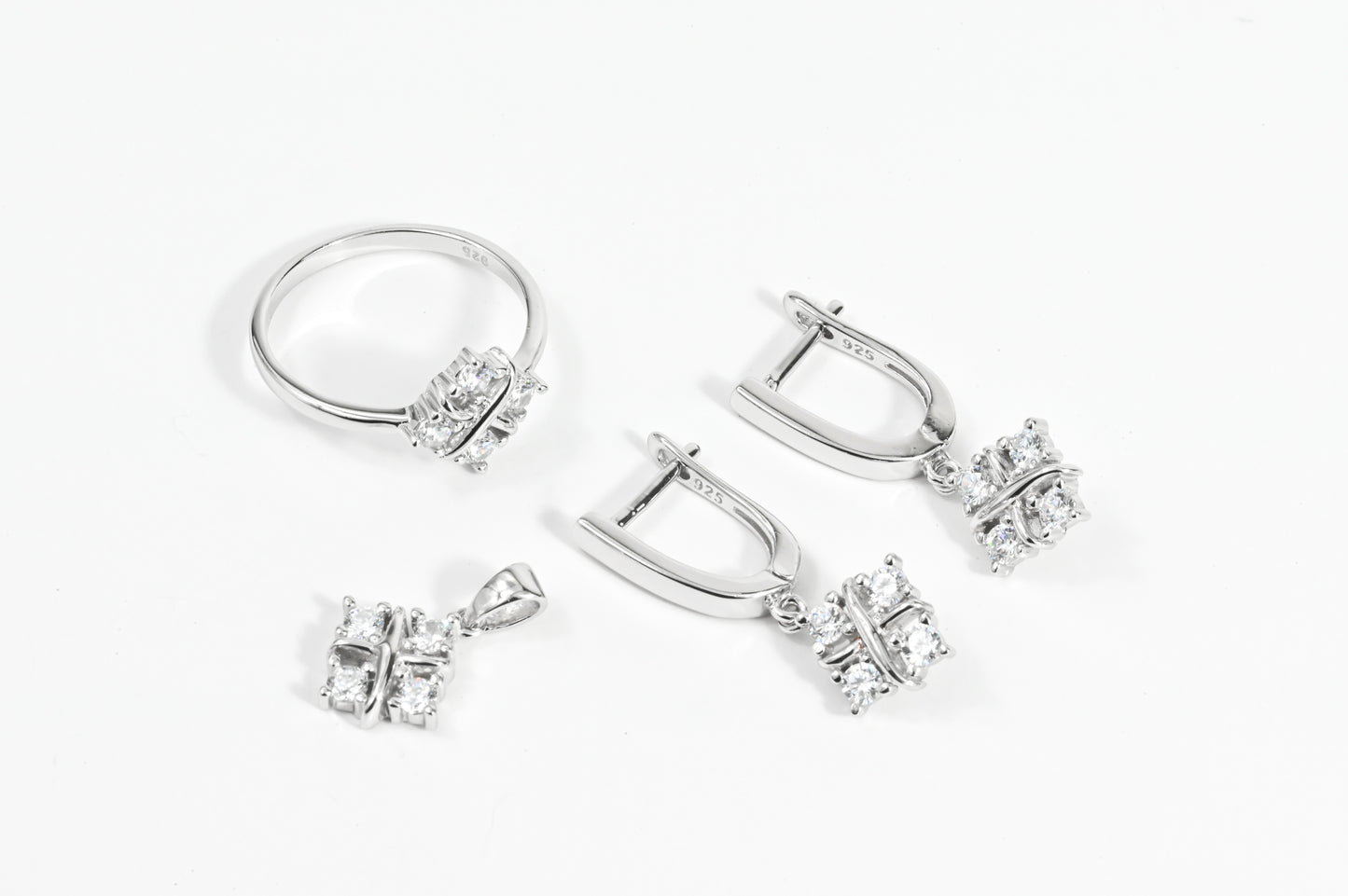 Set Squares Zirconia stones (Ring,Earrings,Pendant)