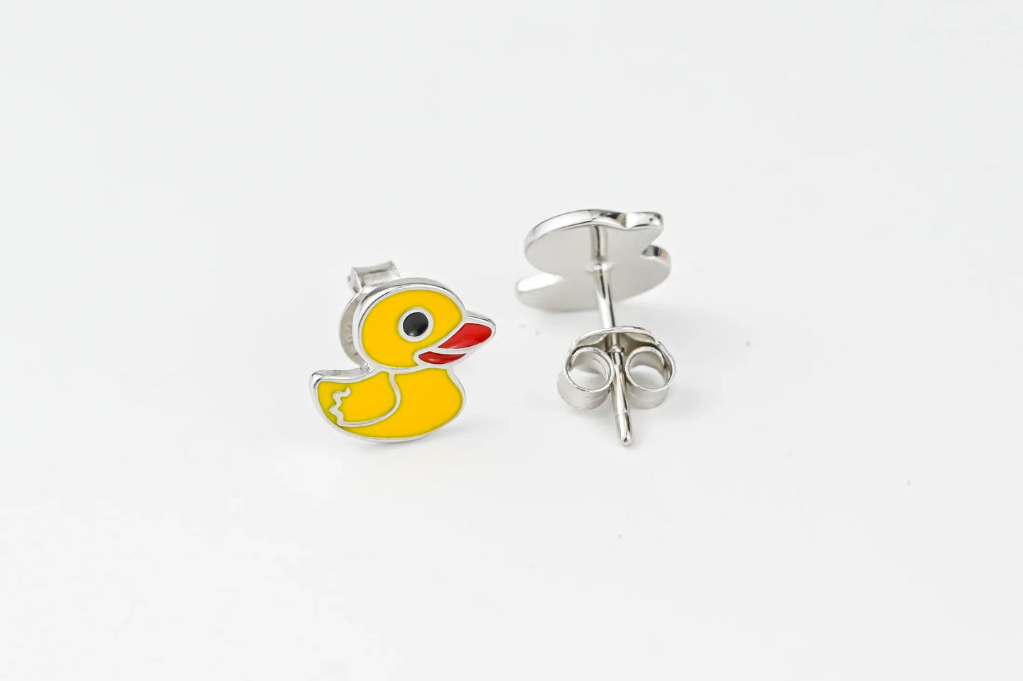 Kids Silver Stud Earrings Duckling